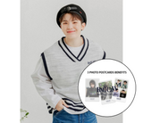 [WOOZI Collection] Side Button Wide Vest_Light Gray (3 photo postcards benefits)
